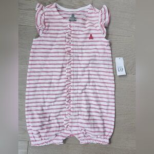 Baby Gap Pink Wbite Stripe Romper 12-18 Months